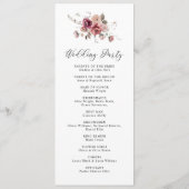 Terracotta Bourgondië Aardse Herfst Bloemenbruilof Programma (Achterkant)