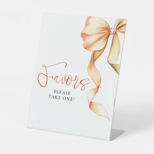 Terracotta Bow Bridal Shower Favors Reclamebord Met Voetstuk (Voorkant)