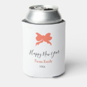 Terracotta bow happy new year name year boho retro blikjeskoeler (Blikje Achterkant)