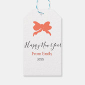 Terracotta bow happy new year name year boho retro cadeaulabel (Achterkant)