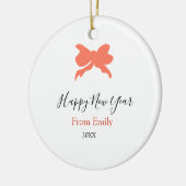Terracotta bow happy new year name year boho retro keramisch ornament (Links)