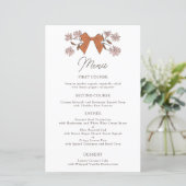Terracotta Bows Flower Wedding Dinner Menu (Staand voorkant)