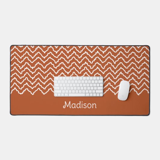 Terracotta Brown Squiggly Chevron Zigzag Pattern (Clavier et souris)