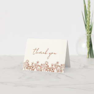 Terracotta Bruidsbruiloft met Wilde Bloemen Bedankkaart