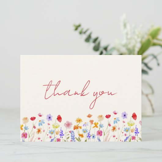 Terracotta Bruidsfeest Wildflower Dank Je Bedankkaart (Staand voorkant)