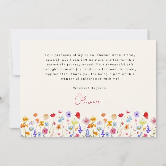 Terracotta Bruidsfeest Wildflower Dank Je Bedankkaart (Achterkant)