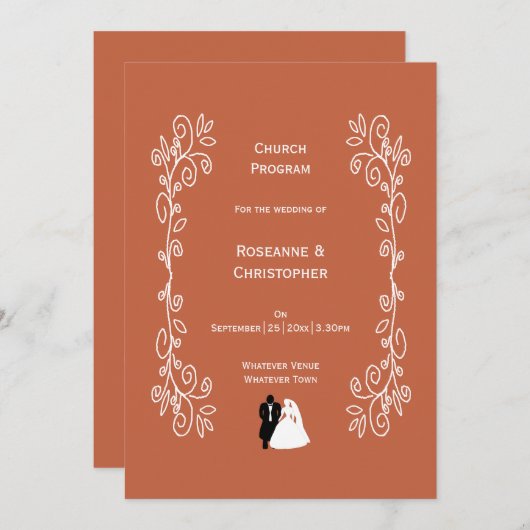 Terracotta bruiloft kerk programma bruid bruidegom (Voorkant / Achterkant)