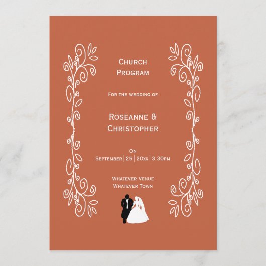 Terracotta bruiloft kerk programma bruid bruidegom (Voorkant)