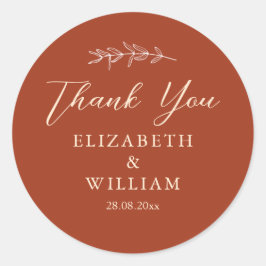 Terracotta Bruiloften Dank Je Ronde Sticker