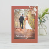 Terracotta Bruin Boheem Bloem Boerenbruiloft Bedankkaart (Staand voorkant)