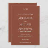 Terracotta Budget Betaalbare Bruiloft Uitnodiging (Voorkant / Achterkant)