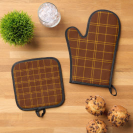 Terracotta Buffalo Plaid Boerderij Keuken Ovenwant & Pannenlap Set