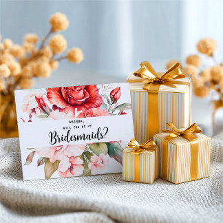 Terracotta Burgundy Blush Floral Bridesmaid Briefkaart