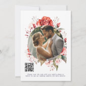 Terracotta Burgundy Blush Floral QR Code Wedding Save The Date (Achterkant)