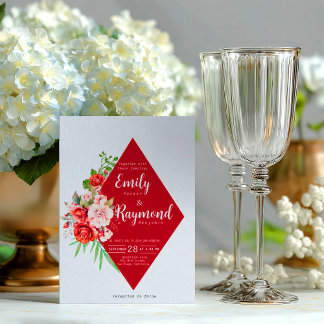 Terracotta Burgundy Blush Floral Wedding  Kaart