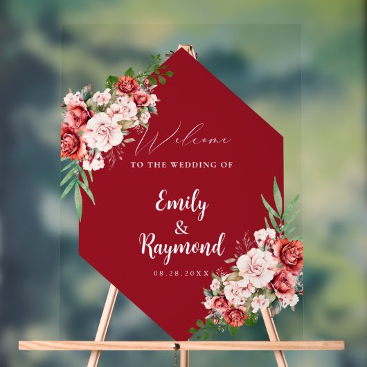 Terracotta Burgundy Blush Floral Wedding Welcome  (Neutre)