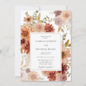Terracotta Burgundy Fall Floral Wedding Invitation (Devant)