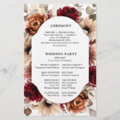 Terracotta Burgundy Mauve Floral Wedding Programme (Dos)