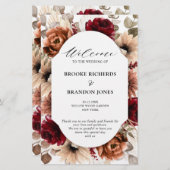 Terracotta Burgundy Mauve Floral Wedding Programme (Voorkant / Achterkant)
