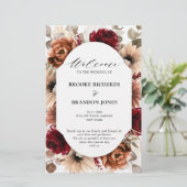 Terracotta Burgundy Mauve Floral Wedding Programme (Debout devant)