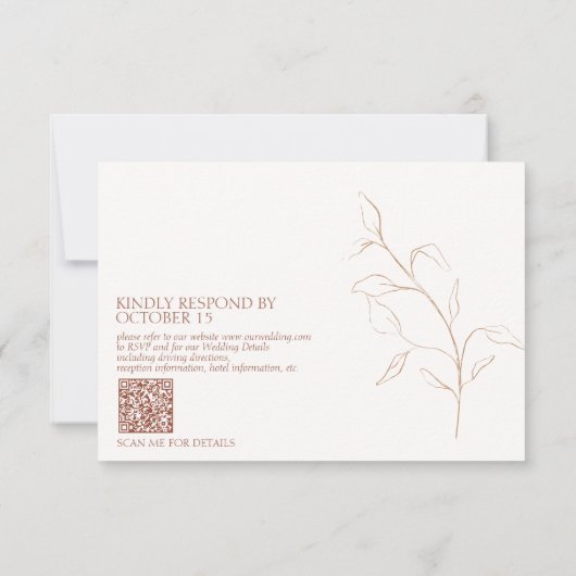 Terracotta Burnt Orange Botanique Code QR RSVP (Dos)