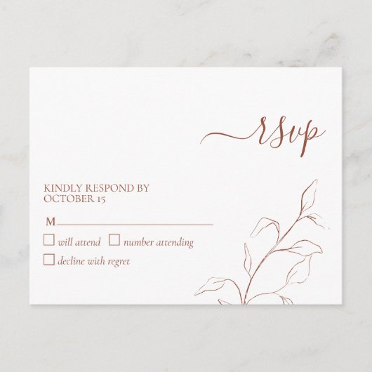 Terracotta Burnt Orange Botanique Non Menu RSVP (Devant)