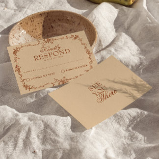 Terracotta Burnt Orange Floral Boho Wedding RSVP