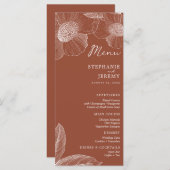 Terracotta Burnt Orange Floral Line Art Menu (Devant / Derrière)