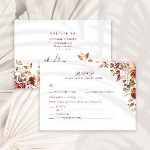 Terracotta Burnt Orange Floral Wedding Carte RSVP