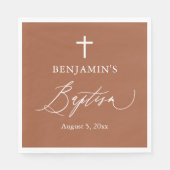 Terracotta Burnt Oranje Cross Baptisme Paper Napki Servet (Voorkant)