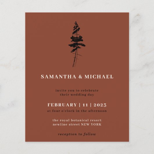 Terracotta Burnt oranje Forest Pine Tree-budget Flyer (Voorkant)