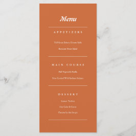 Terracotta Burnt Oranje Modern Fall Wedding Menu