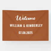 Terracotta Burnt Oranje Simple Modern Wedding Spandoek (Horizontaal)