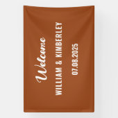 Terracotta Burnt Oranje Simple Modern Wedding Spandoek (Verticaal)