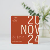 Terracotta Burnt Sinaasappel & Beige Boho Rustiek Save The Date (Staand voorkant)