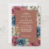 Terracotta Burnt Sinaasappel Modern Rustiek Bruilo Kaart (Voorkant)