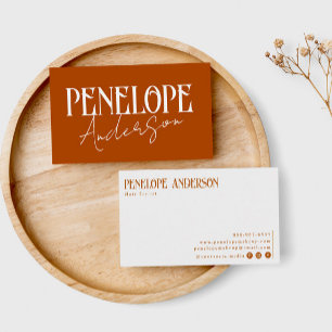 Terracotta Burnt Sinaasappel Neutral Modern Boho Visitekaartje