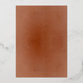 Terracotta Burnt Sinaasappel & White Floral Weddin Folie Uitnodiging (Achterkant)