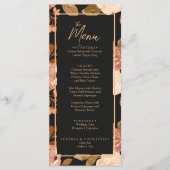 Terracotta Burnt Sinaasappel Zwart Boho Bruiloft Menu (Voorkant)