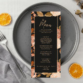 Terracotta Burnt Sinaasappel Zwart Boho Bruiloft Menu