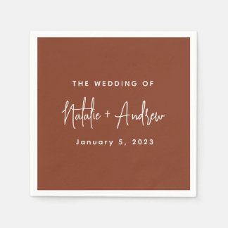 Terracotta Burnt Umber Classic Script Wedding Servet