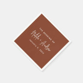 Terracotta Burnt Umber Classic Script Wedding Servet (Hoek)