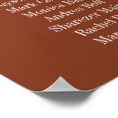 Terracotta Burnt Umber Script 9 Wedding Seat Chart Poster (Hoek)