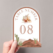 Terracotta Cactus Bruiloft Acryl Tafelnummer Uitnodigingen (Insitu (Draagbaar))