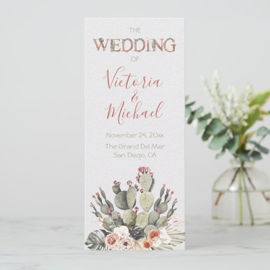 Terracotta & Cactus Mariage Fiesta Programme de ma (Debout devant)