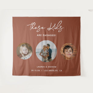 Terracotta Calligraphy Engagement Party Backdrop Wandkleed