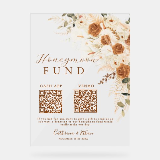 Terracotta Calligraphy Mariage Honeymoon Fund QR (Recto)