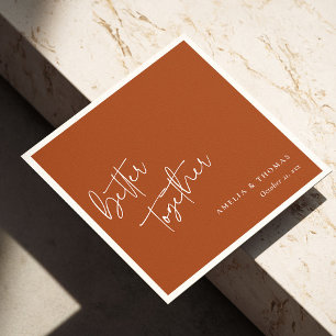 Terracotta Chic: gepersonaliseerd wit script bruil Servet