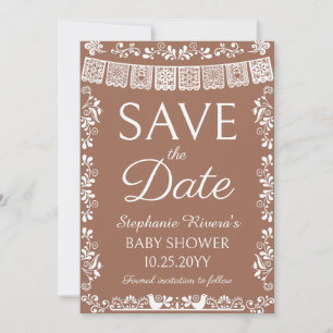 Terracotta Cielito Lindo Baby Shower Save the Date Kaart