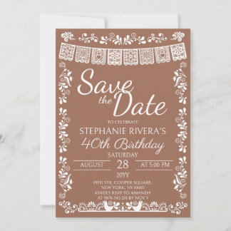 Terracotta Cielito Lindo Save the Date 40 Verjaard Kaart